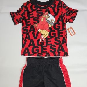 Kidgets BOYS 2Pc SHORTS Shirt SET SIZES 18 MONTHS Red Black